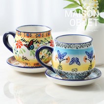 [프라카] 유니캇 폴란드풍 도자기 항아리 커피잔 세트, 색상:메도우