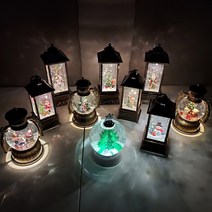 LED 사각 원형 랜턴 크리스마스 워터볼 스노우볼 오르골 선물 장식소품, 2.둥근 랜턴 워터볼, 1.산타