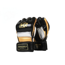 복싱 글러브 오픈핑거 ufc mma 장갑 권투 남자 여자 가죽 더 패딩 핑거리스 75, 검은색, m