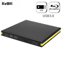 블루레이플레이어 kuwfi 외부 드라이브 usb 3.0 버너 bd-re cddvd rw 작가 pc노트북용 3d 디스크 재생, 블랙비