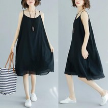 하이따거 빅사이즈 하늘하늘 민소매 쉬폰 드레스 박시원피스