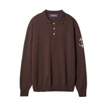 국내 정품 건지 울른스 Guernsey Woollens 피셔맨 긴팔 카라 니트 - 브라운