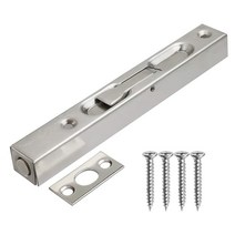 Xnrtop 도어 플러시 볼트 2개 - 20.3cm(8인치) 숨겨진 보안 도어락 프렌치 합성 목재 도어 이중 더미 스테인리스 스틸 마감 블랙 507903, Silver