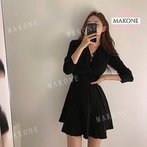 Makone 상표등록 플리츠 랩 니트 원피스