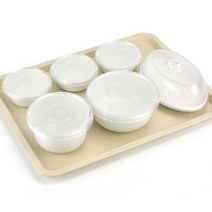 대형병원 그릇 환자 식기 3찬 4찬 PC 식판세트 산모 산후 조리원 요양원, 3찬세트/쟁반(베이지)