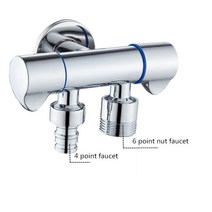 G1/2 3 방향 삼각형 밸브 1 개 2 개 더블 앵글 밸브 세탁기 화장실 스톱 밸브 다기능 탭, 04 Chrome4