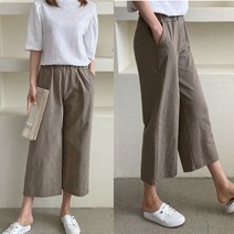 7877 (국내산) 여성 봄 여름 밴딩 팬츠 통바지 8부 배기 바지