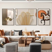 인테리어 이탈리아 빛 분위기 트리플 모던 말 그림 소파 벽 고급 액자, A