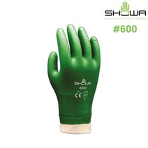 SHOWA 600 PVC 코팅 작업용 안전 장갑 방수 완전코팅 내유 기름 방유 쇼와