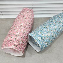 쭈앙 매화 캔디베개 커버 둥근베개 원형베개 어르신 베개 커버, 블루, 1개