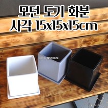 도자기화분 도기 다육이 선인장 화분 사각 15X15X15CM 빈티지화분 튼튼한화분 화단만들기, 블랙
