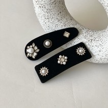 (1+1)엔틱 큐빅 보석 옆머리 포인트 벨벳헤어핀