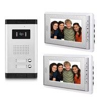 AMOCAM 아파트 비디오 인터콤 시스템 유선 17.8cm(7인치) 모니터 도어 폰 키트 4개의 가정용 초인종 모니터링 지원 잠금 해제 양방향 인터콤 카메라 1개 스크, 2 Units 2 Monitor