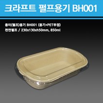 용기닷컴 친환경 펄프용기 BH001-850ml(용기+PET뚜껑)-친환경종이용기 도시락용기 샌드위치용기 튀김용기 포장용기, 1박스, 500개