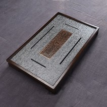 차판 다도찻판 보이차 다도판 다관 다도받침대 다기상 다구 찻상 차트레이, 트럼펫패턴 43x28흑단