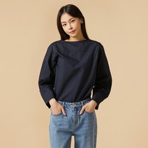[JAJU/자주] 여 포플린 튜닉 블라우스_네이비