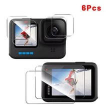 고프로 히어로 11 10 9 용 HD 강화 유리 블랙 렌즈 전면 및 후면 9H 하드 스크린 보호기, [02] 2 Set(6pcs), [02] For GoPro Hero 10