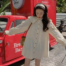 프렌치 원피스 화이트 마린넥 여성 작은 키 2023 봄계절 와이드 루즈핏 러블리 소프트스타일 짧은 4993586216