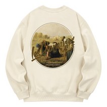 남자 여자 맨투맨 스웨트 셔츠 칸6312 KMC0072 밀레 기모 - 크림