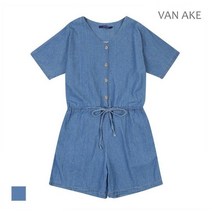 반에이크 브이넥 반팔 데님 점프수트 VB19DOQ301Z