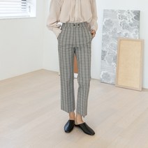 나인 백 슬릿 부츠컷 체크 팬츠(PT-3738)