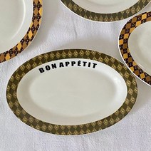 한국 복고풍 녹색 어머니 코일 세라믹 접시 생선 접시 파스타 접시 서양 타원형 접시 아침 식사 디저트 플레이트 플레이트, 9-inch oval