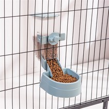강아지 간식통 사료 고양이 애완 동물 피더 케이지 자동 걸이식 그릇 물병 음식 용기 디스, 02 blue food bowl