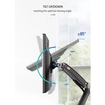 모니터 듀얼 암 받침대 초강력 높이조절 2단 2023NEW F100A 가스 스프링 암 22-35 인치 스크린 모니터 홀더, 04 F100A NEW SILVER