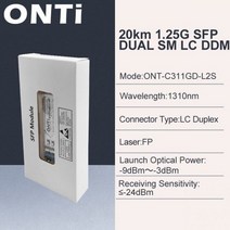 Cisco/Mikrotik 스위치 SM 광섬유 단위 20/40/80/1000 KM ONTi 120 Mbps Gbic 단일 모드 이중 SFP 2 LC 호, 20km 1310nm