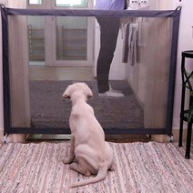 +[플렉스온]+강아지 메쉬 안전망 네트 울타리 게이트 반려견 가드 도어펜스 애견 애안전문 안전문[FLEXONmarket]+, 베이지