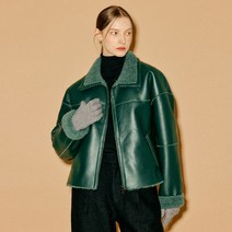 제너럴아이디어 / 미니멀 에코 레더 무스탕 [그린] / S22W01104