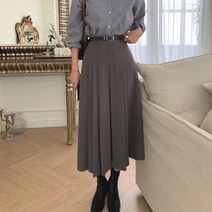 (국내제작) 클래식 미디 주름 플리츠 롱스커트 a라인 밴딩치마 2col
