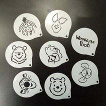 보물 커피라떼 그림도구 커피스텐실 캐릭터 16pcs 세트, 1세트, 3. 푸우 8p 세트