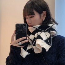 아가일 니트 겨울 목도리 체크 도톰 방한 목도리 머플러 귀도리 꽈배기 롱 긴 남녀공용