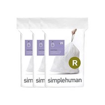 심플휴먼 흰색 끈 비닐봉투 R 60장 10리터, 60 Liners_Trash Bags