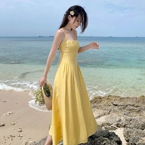 깔끔한 캐미솔 휴양지 롱 원피스 해외여행 비치 드레스 바캉스 허니문