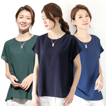 우일인견 여성용 인견 솔리드 반팔 블라우스