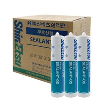 [박스판매] 신에츠 실리콘 OS 무초산실리콘 무초산 다목적 실리콘, 진밤색+마스킹테이프