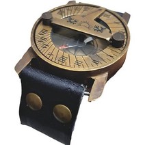 수집품가죽 밴드가 있는 빈티지 골동품 해시계 나침반 구입 레트로 시계 해상 컴포트웨어 수제 기사 캠핑 보트 선물