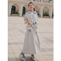 이니셜d 다이캐스트 자동차 모형 프라모델 해외 다이렉트 메일 MUITON 여성 윈드브레이커 자켓 구매 브리티시 스타일 레트로 콘트라스트 컬러의 롱 코트, [01] 사진 색상, [01] S