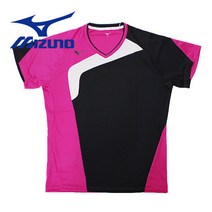 미즈노 72MA8Z0196 블랙/핑크 남성용 라운드티셔츠 배드민턴 배구 탁구 단체티