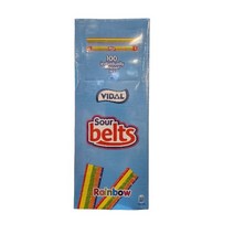 VIDAL SOUR BELTS RAINBOW JELLY 비달 사우어 레인보우 무지개 벨트 젤리 대용량 1100G X 1 (11g x 100개입) 1상자, 1, 1개