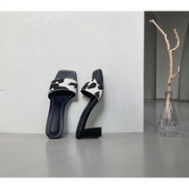 코지23 여자 달마시안 스트랩 송치 스트랩 7cm 힐 슬리퍼