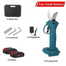 브러시리스 4 기어 무선 가지치기 전단기 과일 나무 분재 전기 나뭇가지 커터 호환 마키타 18V 배터리, two small batteries