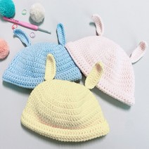 아기 토끼 신생아 뜨개 모자 DIY 동영상 패키지 키트 계묘년 흑토끼띠 태교 코바늘뜨개, 787연민트