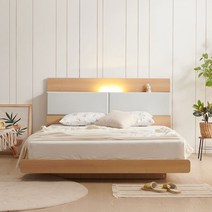 상일리베가구 아델 LED조명 침대+독립 매트리스 세트 SSQK, 밀크화이트