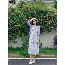 DFMEI 원피스 여2 퍼플 카디건 아우터 원피스