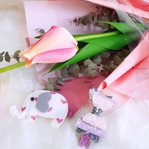 뽕삔 코끼리 덩글이유아 집게 머리핀세트