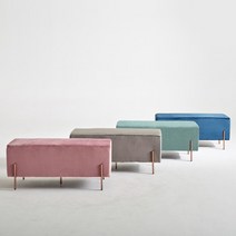 베노비네 2인 패브릭 사각 화장대의자 벤치 스툴, 그레이