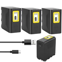 7800mAh USB 출력 NP-F970 NP-F960 F960 F970 LCD 스마트 디스플레이 적합한 F550 F570 F750 F770, [04] 4 Pcs 배터리